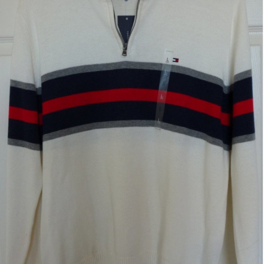 Tommy Hilfiger Men’s Pullover Knit Sweater Multicolor Long Sleeve 1/4 Zip Size L